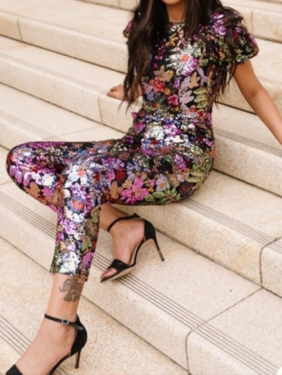 Ivy City Co Pants - Ivy City Co. Showstopper Sequin Jumpsuit - Vibrant Multi-Color Party Jumpsuit XS